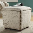 thumbnail image 2 of Bowery Hill Pouf Rembourré en Blanc Cassé et Gris, 2 of 2