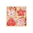thumbnail image 1 of JeashCHAT Wooden Christmas Ornaments 12 Pcs, Hanging Christmas Tree Ornaments Set with Bell and House Design for Christmas Tree Decorations, Red Christmas Wooden Ornaments, 1 of 9