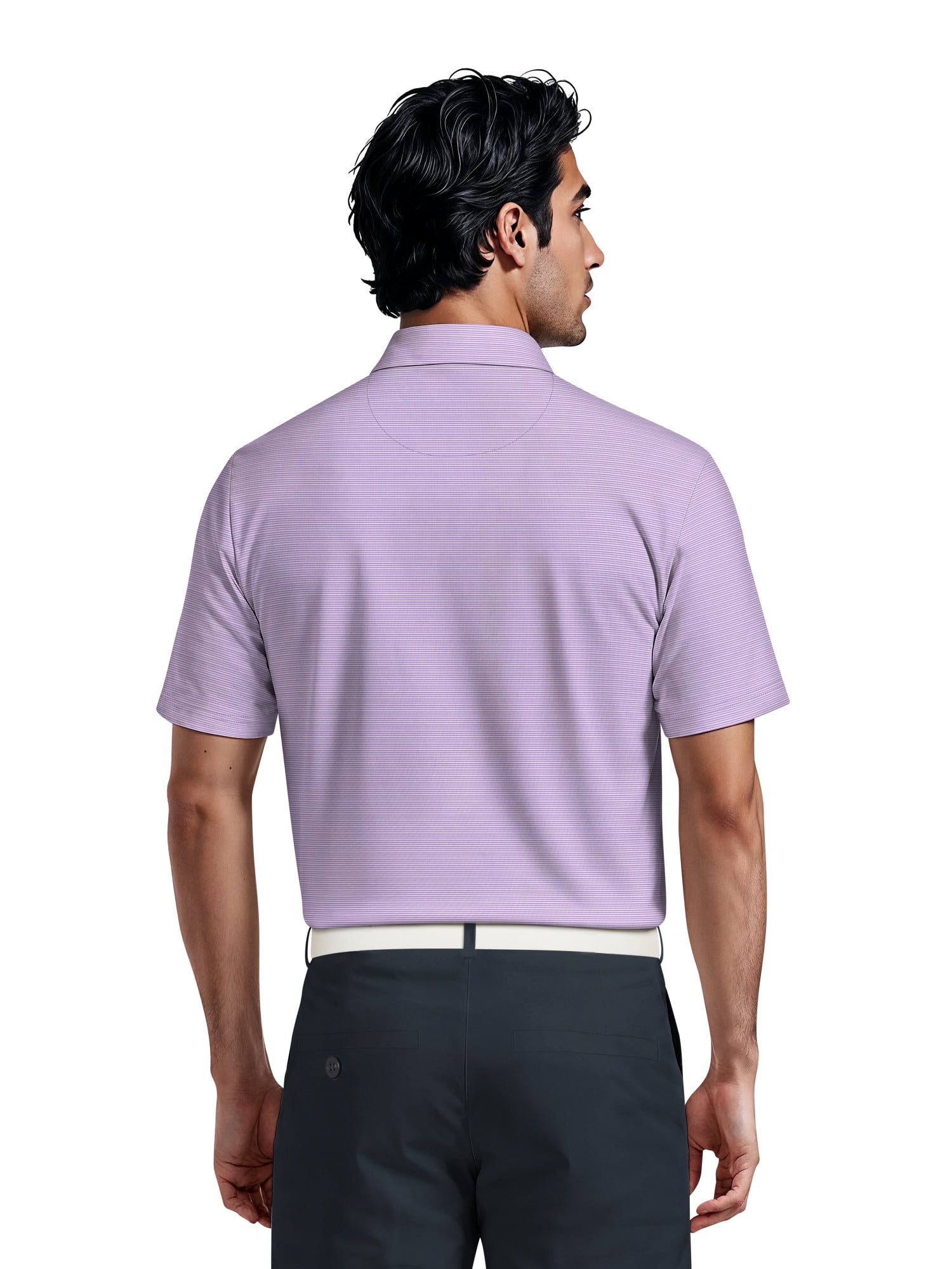 Ben Hogan Men's & Big Men's Performance Fine Line Printed Short Sleeve Polo Shirt, up to 5XL