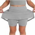 thumbnail image 2 of Girls' Solid Color Athletic Skort with Built-In Shorts, Elastic Waist Skirt with Side Pockets for Tennis, Yoga, Running, and Casual Daily Wear, Ideal for Sports, School, Play - Light Ashy, 2 of 5