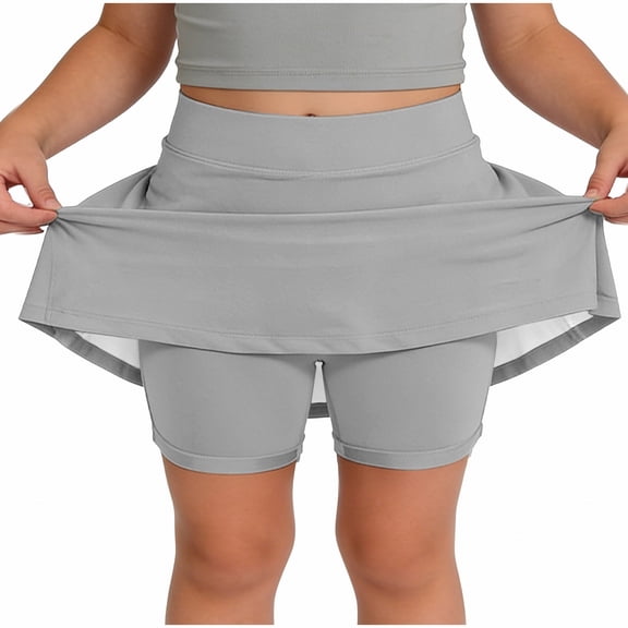 Ruyang Kids Girls Yoga Skirts Solid A Line Soft Comfy Stretchy Half Body Skorts Summer Casual Tennis Running Sports Skirts