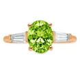 thumbnail image 4 of 2.5 ct Oval Cut Natural Peridot 3 Stone 14K Rose Gold Womens Engagement Ring, 4 of 5