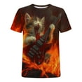 thumbnail image 4 of DDAPJ pyju Novelty Graphic Tees for Men Funny Cat Printed T-Shirt Stylish Casual Summer Short Sleeve Tops Rebajas Hoy Liquidación Orange XXXXL, 4 of 6