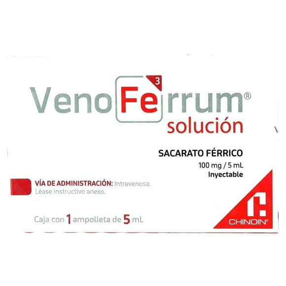 Solución Inyectable Venoferrum 100 Mg con 5 Ml