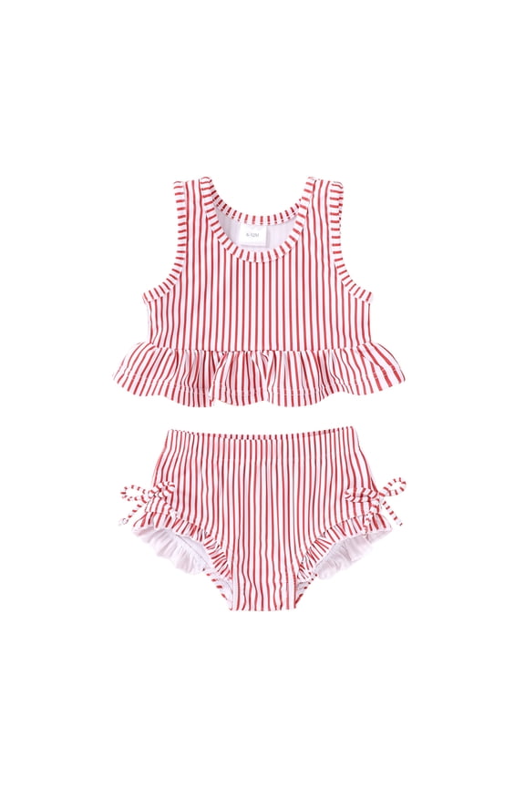 Toddler Girl Swimsuit Baby Summer Sleeveless Two-Piece Suit Beach Bikini Swimwear for 12-18 Months