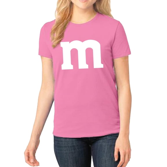Funny Letter M Halloween Shirt – Costume Tee – Graphic T-Shirt for Women & Teens – Azalea, Small