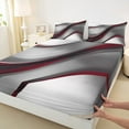 thumbnail image 3 of Feelyou Grey Red Stripes Queen Sheet Sets for Adult, Chic Abstract Ombre Flat Sheet, Modern Geometric Queen Fitted Sheet, Super Cozy Room Decor, 4-Piece, 3 of 7