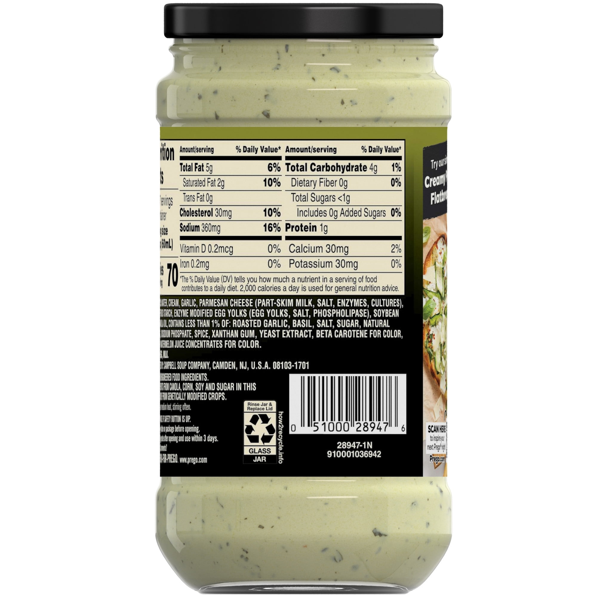 Prego Creamy Roasted Garlic Pesto Pasta Sauce, 14.5 oz Jar