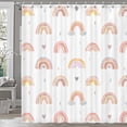 thumbnail image 2 of Rainbow Shower Curtain for Bathroom, Modern Simple Cute Boho Bath Curtains , Mid Century Abstract Sun Rainbow Fabric Colourful Shower Curtain with Hook 72x78, 2 of 4