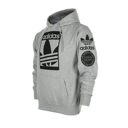 Adidas Men's Original Trefoil Street Graphic Front Pocket Pullover Hoodie Gry XL
