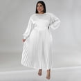 thumbnail image 3 of AURA Plus Size Long Sleeve Pleated Maxi Dress Women Round Neck Elegant Fall Winter Dress, 3 of 6