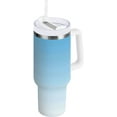 thumbnail image 1 of Gobelet de 40 oz avec Poignée, Couvercle et Paille, Gobelet d'Eau Isolé, Tasse d'Eau en Acier Inoxydable, Tasse Bouteille Réutilisable, Compatible avec Porte-Gobelet, Dégradé Bleu, 1 of 6