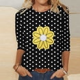 thumbnail image 2 of Camisetas Casuales de las Mujeres de Moda Impresa 3/4 Mangas Blusa Cuello Redondo para el Hogar Y Diario, 2 of 4