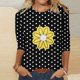 thumbnail image 2 of Camisetas Casuales de las Mujeres de Moda Impresa 3/4 Mangas Blusa Cuello Redondo para el Hogar Y Diario, 2 of 4