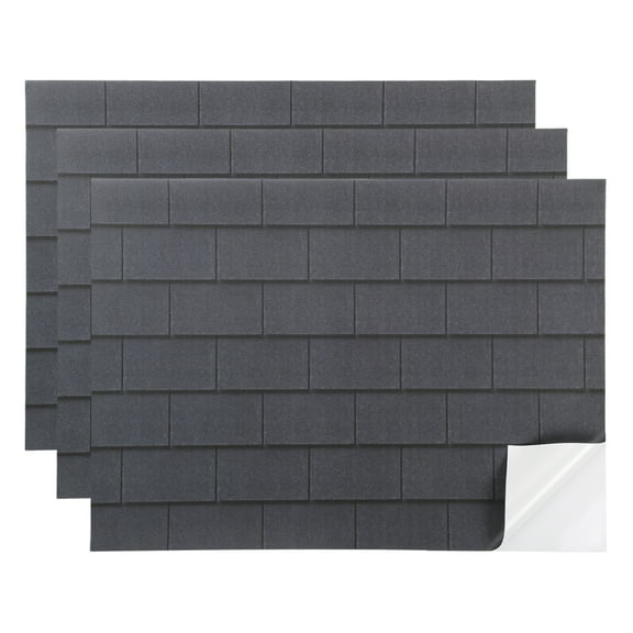3 Pcs Dollhouse Wallpaper,1:12 Self-Adhesive Roof Shingle(Dark Black Gray)