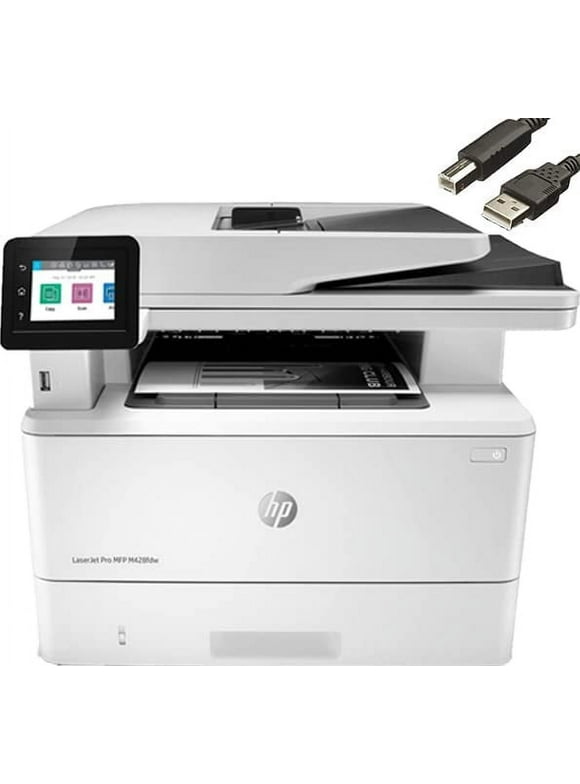 HP Laserjet Pro MFP M428fdw Monochrome Laser All-in-One Printer, Print Scan Copy Fax, Automatic 2-Sided Printing, 40 ppm, 250-sheet, 1200 x 1200 dpi, 50-Sheet ADF, Bundle with Cefesfy Printer Cable
