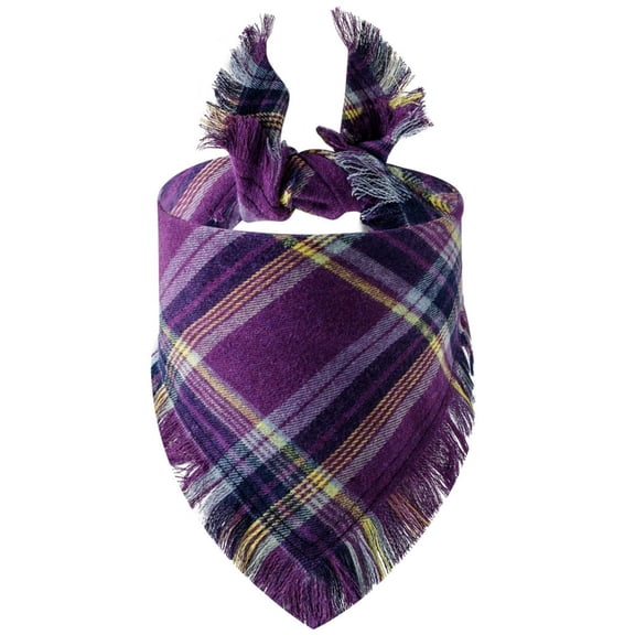 Plaid Fall Dog Bandana with Tassel Edges, Classic Plaid Dog Scarf for Autumn, Cute Dog Apparel Accessory for Photo Props, Stylish Dog Bandana for Party Daily Wear