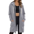 thumbnail image 3 of Long Zip up Hoodie Women 2026 Fall Casual Oversized Hooded Sweatshirt Y2k Trendy Long Sleeve Jackets with Pockets, S, 3 of 6