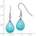 thumbnail image 5 of Chisel Stainless Steel Polished Blue Shell Pearl Dangle Shepherd Hook Earrings, 5 of 7