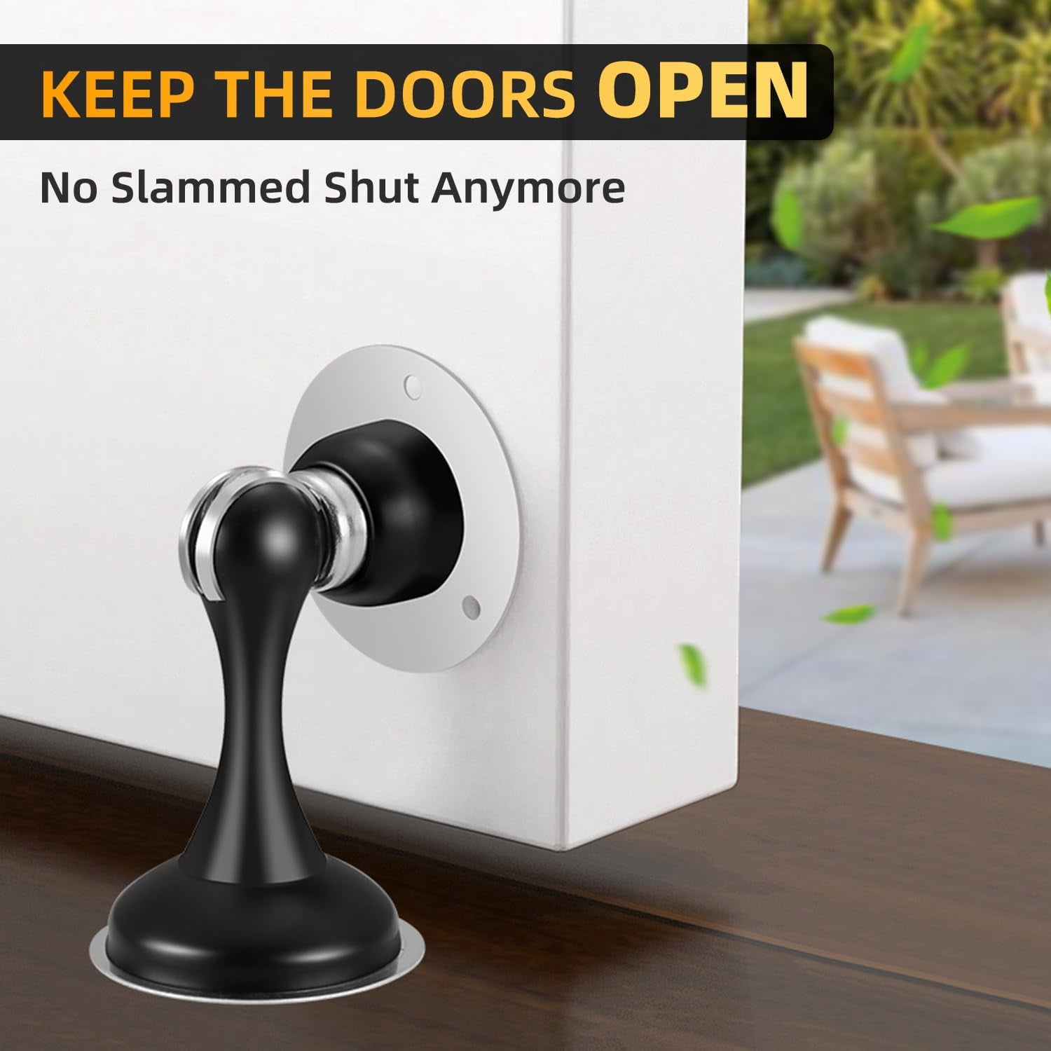 JJEAN-YDAJIURI 2Pack Magnetic Door Stop No Drilling Door Stop with 3D Adhesive Tapes Keep Door Open Door Stainless Steel Screws for Stronger Mount (Black)