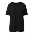 thumbnail image 5 of MIXUE Boho Tops For Women Summer Solid Color Round Neck Short Sleeve Soft Loose Fit Casual Pullover Shirts For Women T-shirts Activewear,Black,XL, 5 of 5