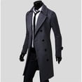 thumbnail image 1 of hombre slim Chamarra de doble botonadura larga gabardina de los hombres abrigo de lanapangjing, 1 of 4