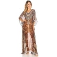 thumbnail image 5 of Sakkas P4 - LongKaftan Wilder Printed Design Long Semi Sheer Caftan Dress / Cover Up - sbr123-brown - OS, 5 of 5