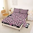 thumbnail image 2 of Castle Fairy Abstract Gothic Skull Queen Sheets 4 Pieces,Cute Leopard Chain Queen Sheet Sets,Pale Pink,1 Fitted Sheet,1 Flat Sheet and 2 Pillowcases, 2 of 6