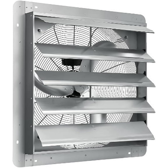 24 Inch Automatic Aluminum Shutter Exhaust Fan Wall Mount, 3500 CFM High Speed Ventilation with Quiet 1500 RPM Motor for Greenhouse, Attic, Shop, Shed & Commercial Use