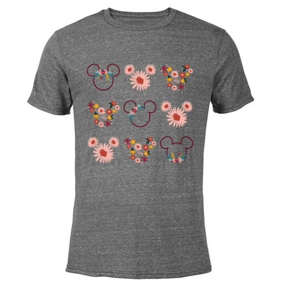 Disney Mickey Mouse Flowers and Daisy Print - Short Sleeve Blended T-Shirt for Adults - Customized-Dark Heather