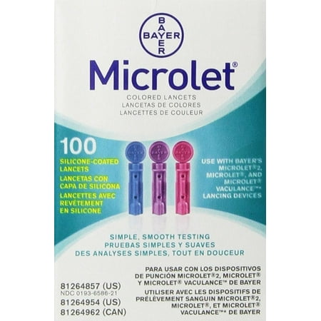 Bayer Microlet Colored Lancets - 100 ct. (Best Lancet Device 2019)