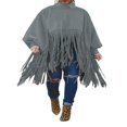 thumbnail image 1 of Femmes Col Roulé Franges Veste Batwing Vintage Pompon Cape Pull Oversize Robe Sweat-Shirt, 1 of 6