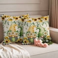 thumbnail image 2 of Sunflower Gnomes Outdoor Waterproof Pillow Covers, Spring Farmhouse Vintage Daisy Floral Leaf Decorative Square Throw Pillowcase Sofa Cushion Sham for Patio/Couch/Chair, 18"x18" 2 Pack, 2 of 8