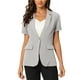 thumbnail image 1 of Blazer de mujer INSPIRE CHIC con solapa de muesca, un botón, manga corta, chaqueta de traje gris XS, 1 of 6