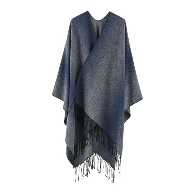 Women's Fashion Cloak Shawl Cardigan Wrap Solid Color Blocking Windproof Warm Stole for Autumn Spring Winter