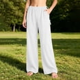 thumbnail image 5 of Plus Size Pants for Women 13x New Wide Leg Pants for Women Elastic Waist Textured Long Trousers with Tassel Drawstring Loose Fist Casual Pants with Pockets, 5 of 6