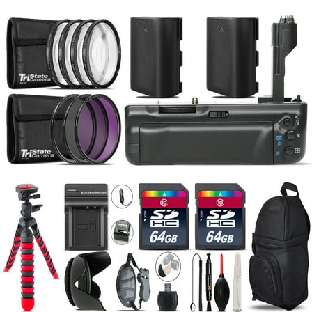 Battery Grip Bundle For Canon 70D / 80D   2x LP-E6 Battries    128GB Kit - 67mm