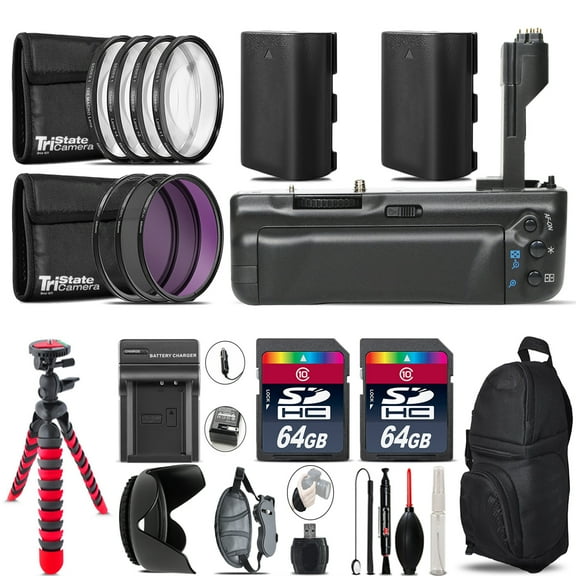 Battery Grip Bundle For Canon 70D / 80D   2x LP-E6 Battries    128GB Kit - 67mm