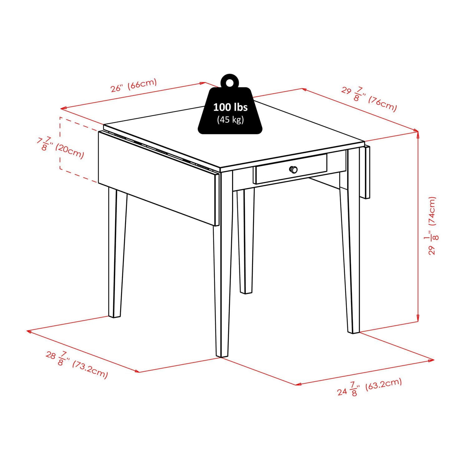 Hamilton Drop Leaf Dining Table with 2 Ladder Back Chairs