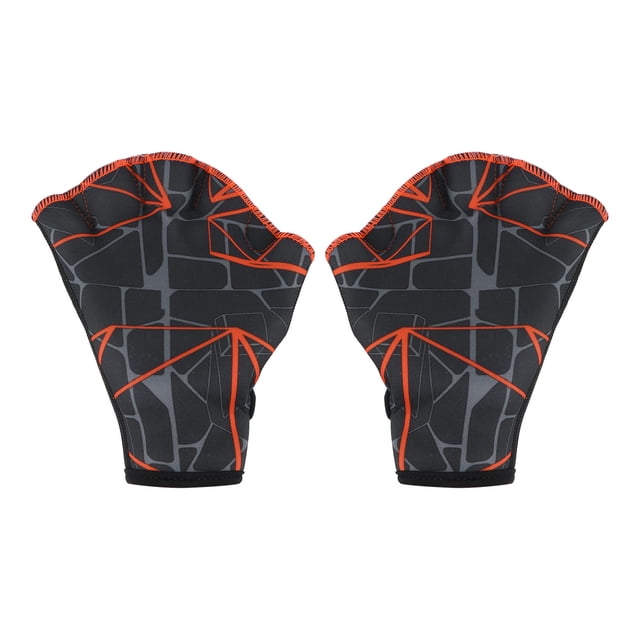Unique Bargains Gants de Natation Aquatiques Impression Résistance à l'Eau Gants d'Entraînement Gris Foncé, M