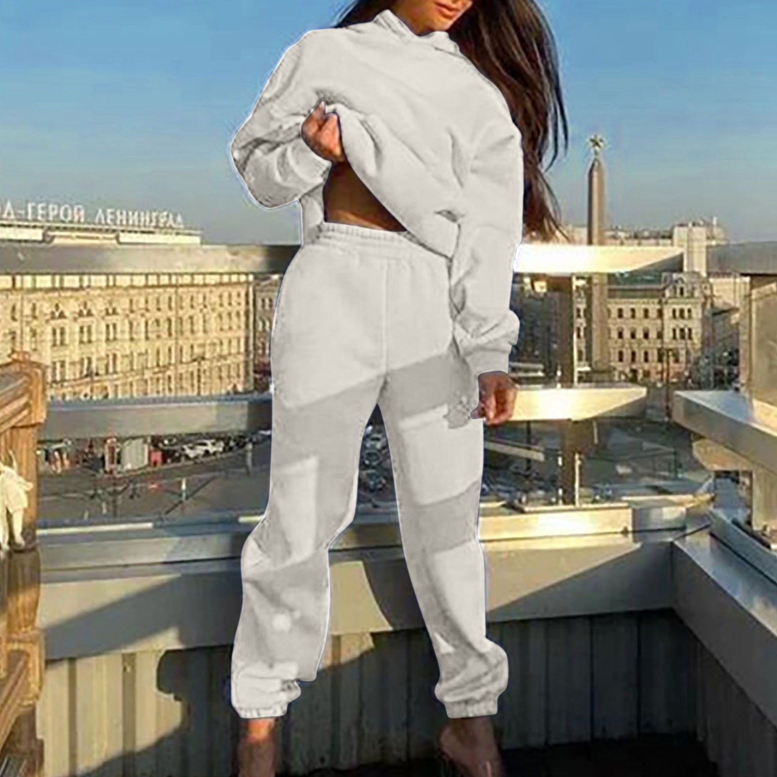 Sweatshirt White Joggers Outfit Women's Women Jogger Outfit