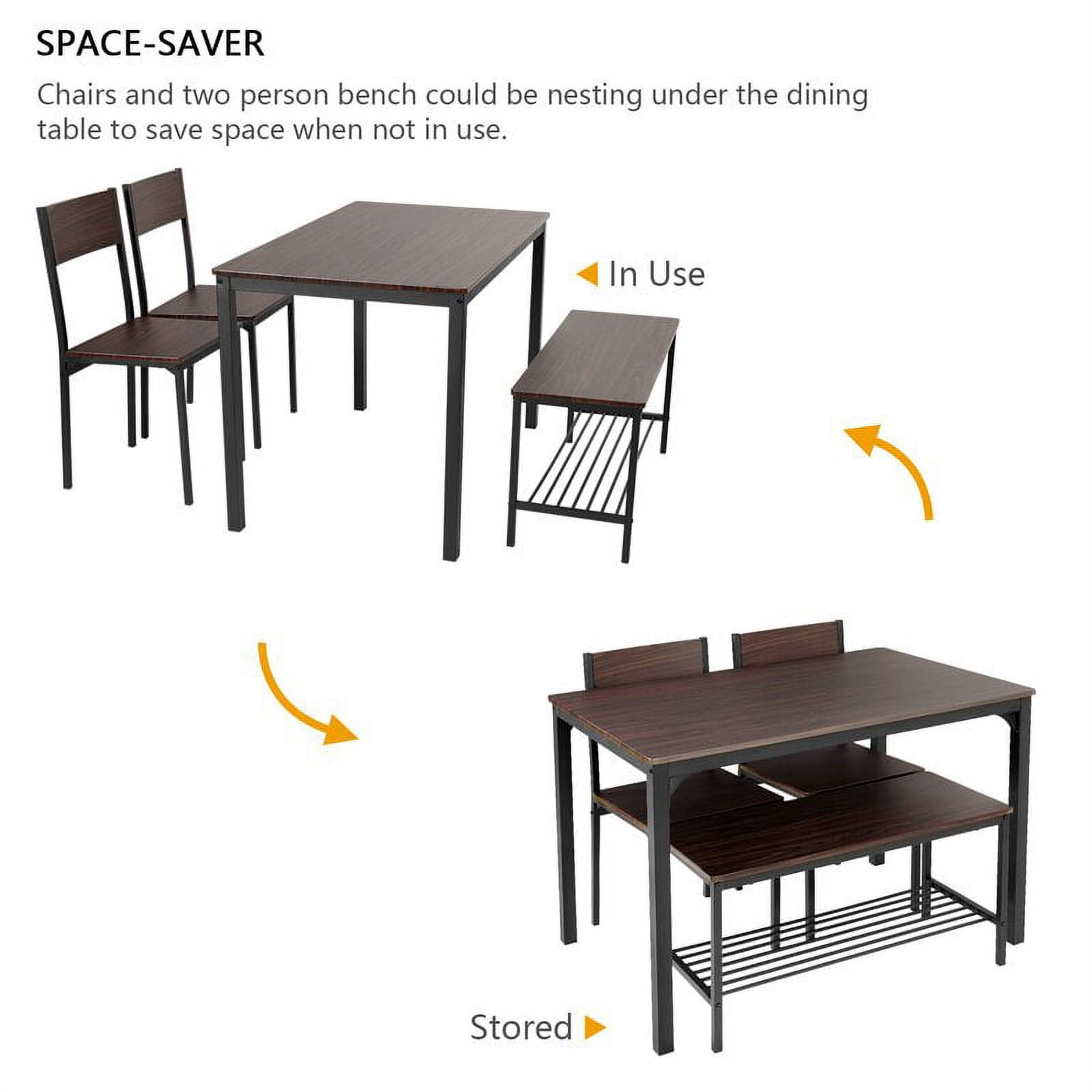SogesPower Dining Table Set for 4, Kitchen Table with 2 Chairs and 1 Bench, Use for Living Room Dining Room Kitchen, Brown