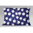 thumbnail image 3 of S4Sassy Floral Print Decorative 1 Pair Navy Blue Cotton Poplin Cushion Cover Sham Case-12 x 18 Inches, 3 of 4