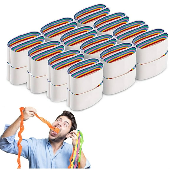 NOGIS 24pcs Funny Mouth Coils Vomit Paper, Multicolor Stage Magic Tricks Accessories Gimmick Illusion Magic Paper Props for Adults