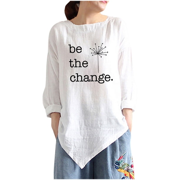 Camisas Para Mujer Moda Casual Estampado Cuello Redondo Manga Larga Camiseta Top Blusa Pullover Odeerbi ODB129798
