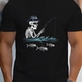 thumbnail image 1 of Skull Fishing Illustration Print T-Shirt, Creative Cotton Comfortable Men'S Top, Summer Casual Short Sleeve T-Shirt 180g, 1 of 5