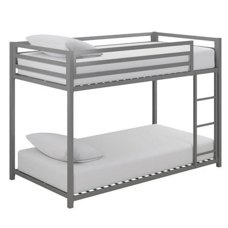 DHP Miles Metal Bunk Bed, Silver, Twin over Twin (B07K2W9YS9)