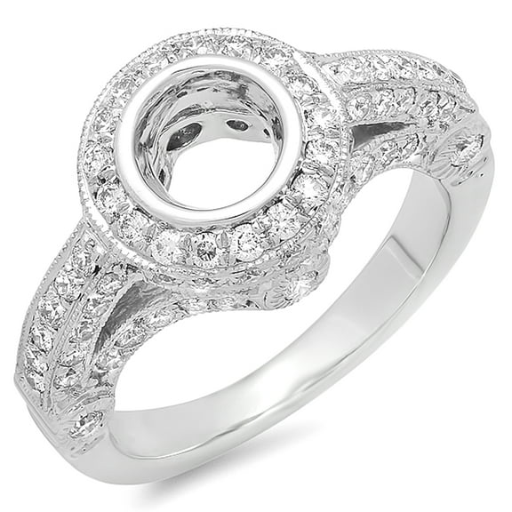 Dazzlingrock Collection 1.00 Carat (ctw) 14K Round Diamond Bridal Semi Mount Engagement Ring 1 CT, White Gold, Size 9