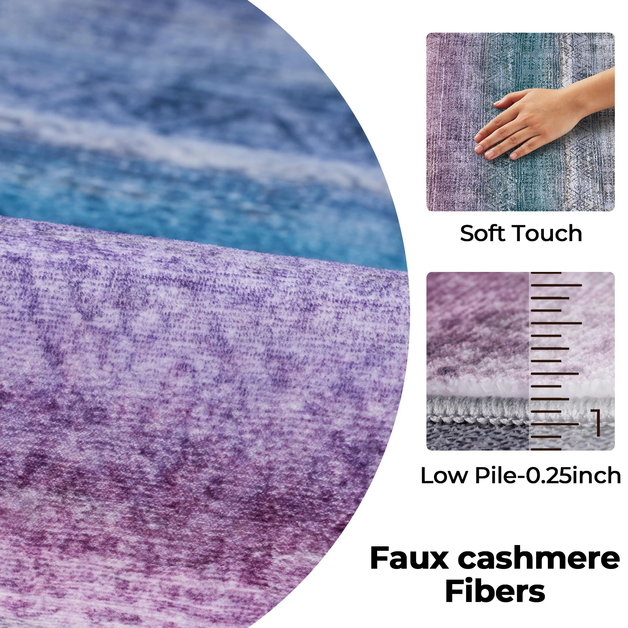 9x12 Modern Abstract Rugs Washable Non-Slip Ombre for Living Room Bedroom Study Room-Orchid