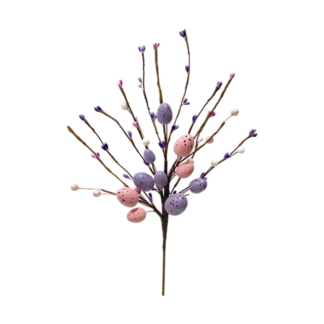 Plastic Easter Flower Easter Colorful Egg Berries Decorations Spring Flower Egg Twig Branches for Home Party Vase Flower Arrangement Centerpiece Easter Egg Decoration